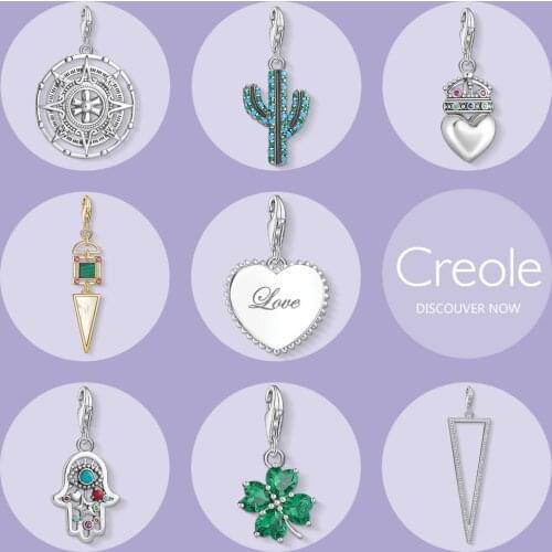 Maya Calendar Cactus Crown Heart Graphic Art Deco Heart Hand Fatima Clover Triangle Charm Pendant,Jewelry 925 Sterling Silver