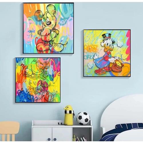 Disney Canvas Painting Mickry Mouse Donald Duck Posters and Prints Wall Art Pictures for Room Wall Home Decor Frameless