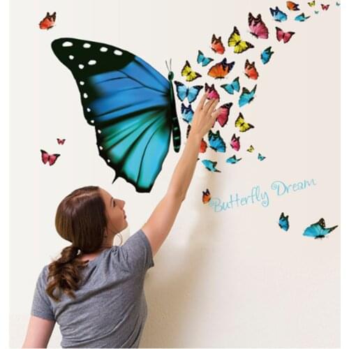 Colorful butterfly wall sticker fresh living room bedroom porch study decoration sticker painting waterproof PVC wall stickers