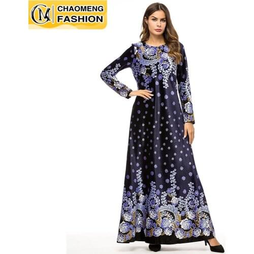 Middle East Fashion Velvet Print Dubai Abaya Turkey Kaftan Islamic Clothing Muslim Woman Maxi Dress Ramadan Arabic Modest Robe