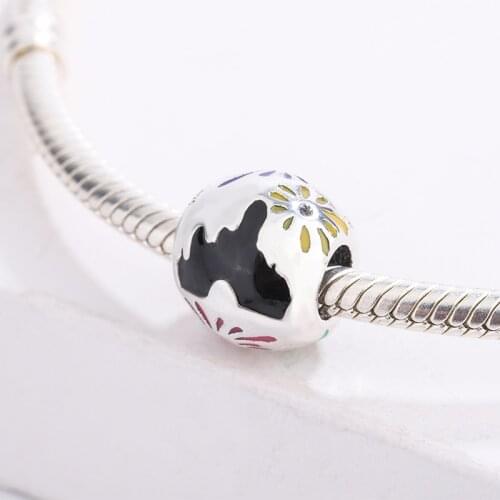 Fashion 925 Sterling Silver Fireworks Lucky Enamel Pendant Charms Bracelet DIY Jewelry Making For Original Pandora