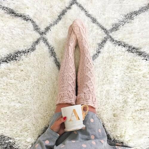 2020 NEW Fashion Hot Long Boot Womens Over Knee Winter Cable Knit Thigh-High Warm Socks Leggings Joker