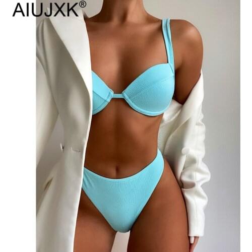 AIUJXK New Arrival 2021 Underwire Push Up Brazilian Bikini Women Sexy High Waist 2 Piece Swimsuit Woman Beach Wear Bathing Suit