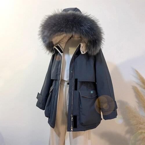 Winter Coat Women White Duck Down Large Fur Collar Down Jacket Women Korean Parka 2020 Winter Coats Overcome Women Plus Size