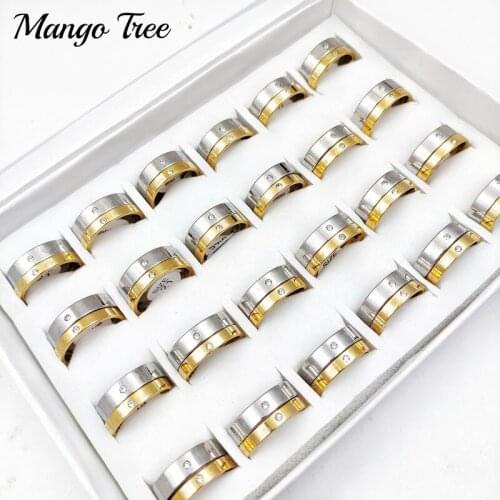 36Pcs/Lot Forever Love Wedding Rings Couple Eternity Engagement Heart And Zircon Stainless Steel Men Women Ring Party Jewelry