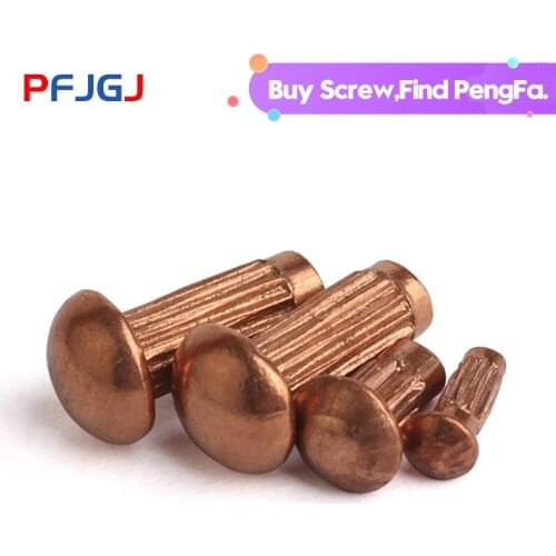 Peng Fa M2 M2.5 M3 M4 solid Semicircular head Copper Sign Knurled rivet Cu rivets nameplate GB827