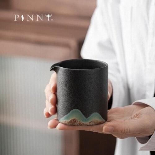 PINNY 200ML Japanese Style Mountain Kung Fu Chahai Retro Hand Painted Tea Service Pigmented Matte Tea Service