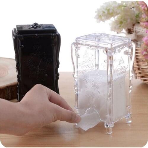 1PC plastic finishing box retro style paper towel paper storage box transparent desktop storage tissue box LF 007