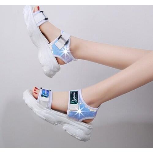 Sandals Female Summer 2020 New Women Thick Bottom Shoes Wedge with Open Toe Platform Shoes Increased Shoes chunky heels Rubber