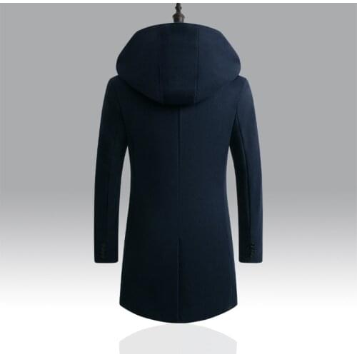 Woollen Mens Coats Thick Winter Autumn Windbreaker Solid Male Overcoat Fashion Business Smart Casual British Style Long Thermal