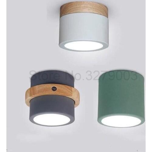 Nordic Light Iron Lampbody Corridor Living Room Small Ceiling Lamp,Solid Wood LED Ceiling Lights Industrial Lighting Fixtures