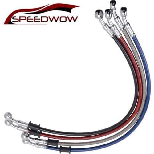 SPEEDWOW 900mm Oil / Fuel Hose 28 Degree Fittings End Adaptor PTFE Tubing Kit Universal Car Turbo Hose Adapter Pipe Kit
