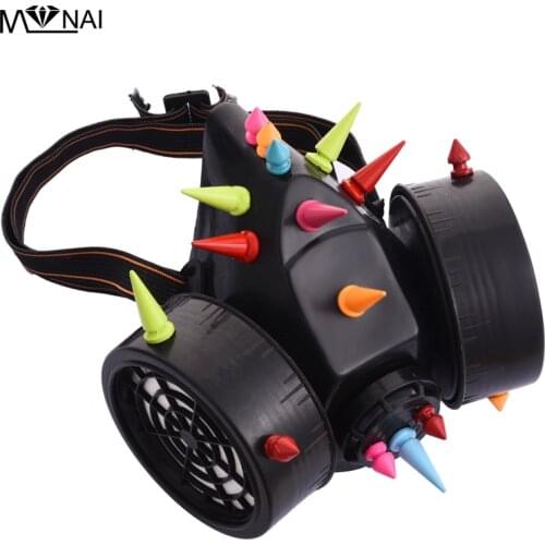 Steampunk Colorful Rivets Mask Respirator Spike Masks Punk Gothic Cosplay Mask Accessories For Party