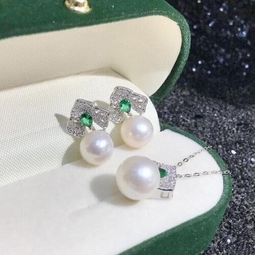 Bridal 925 Sterling Silver Pendant Earrings Mountings Findings Base Jewelry Set Mount Settings Parts for Pearls Beads Crystal