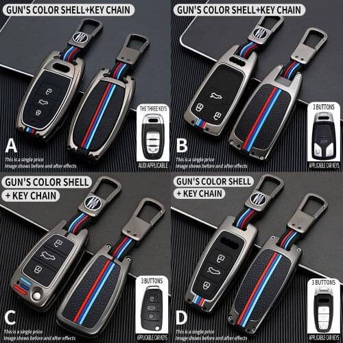 Zinc Alloy Luminous Flip Remote Car Key Fob Case Cover Shell Holder Keychain For Audi A3 A4 A5 A6 A7 A8 Q5 Q7 TT TTS RS S6 S7 S8