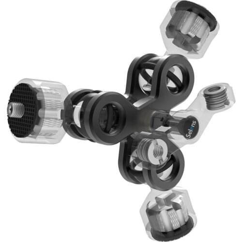 Triple Head Butterfly Clip LED Light Arm Dual Ball Head Monitor Mount Adapter for DSLR Sports Camera Mic Clamp Tripod Bracket