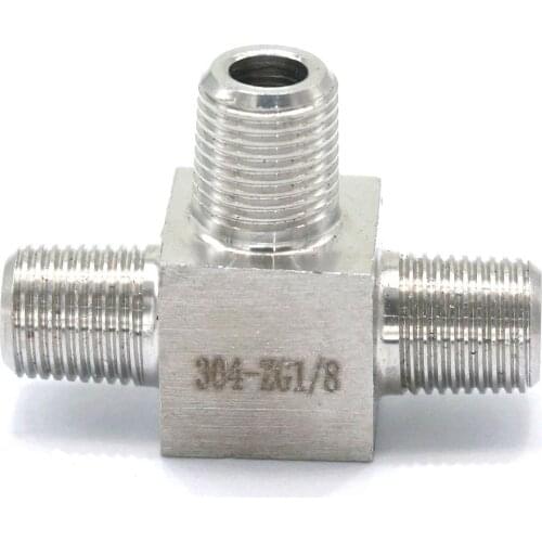 Equal 1/8" BSPT male Threaded Tee 3 Way 304 Stainless Steel Pipe Fitting Connector Adapter Max Pressure 2.5 Mpa