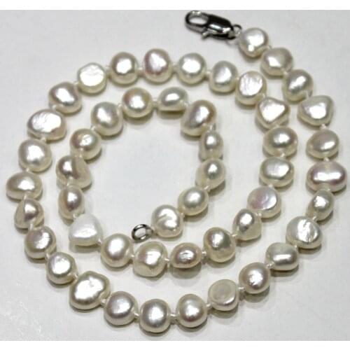 YINANYIMEI Fine Jewelry Natural White Freshwater Pearl Necklace Baroque 6-7mm 17INCH