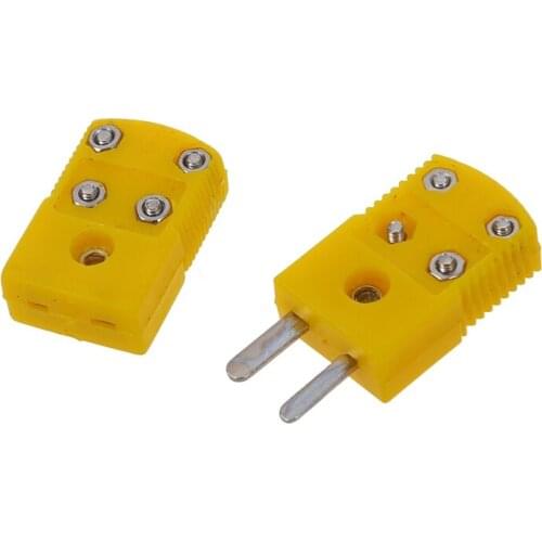 Yellow Plastic Shell K Type Thermocouple Plug Socket Connector Set