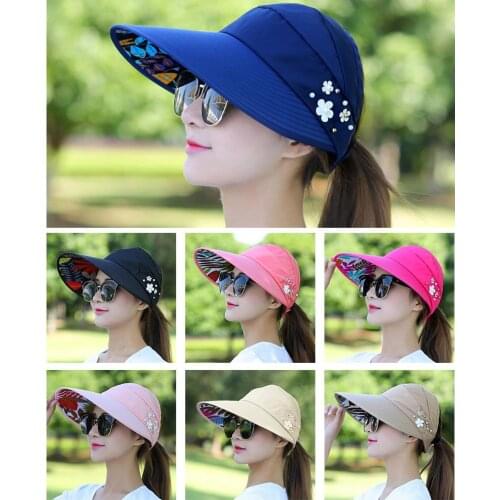 Womens Summer Casual All-match Going Out Ultraviolet-proof Korean Style Folded Sun Block Hat Breathable And Light