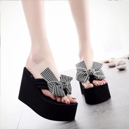 Big Bow Ladies Beach Slippers 11 CM Ladies Super High Heels Soft EVA Summer Shoes Women Fashion Slippers Girls Sandals Sandals