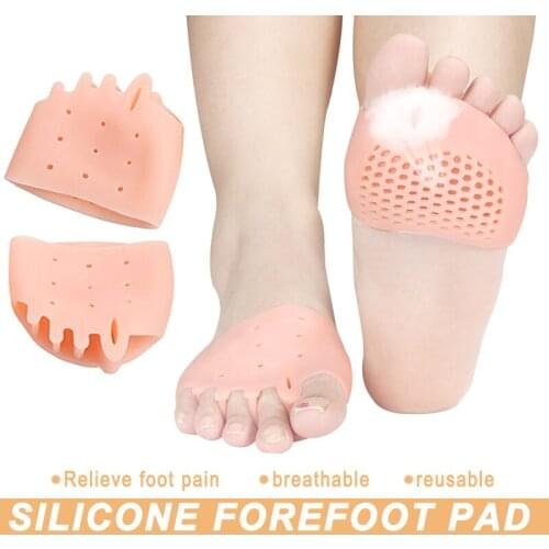1pair=2pcs Hallux valgus Orthotics Silicone Forefoot Pad Foot Reusable Pain Relief Breathable for Women Men Tool Orthopedic pad
