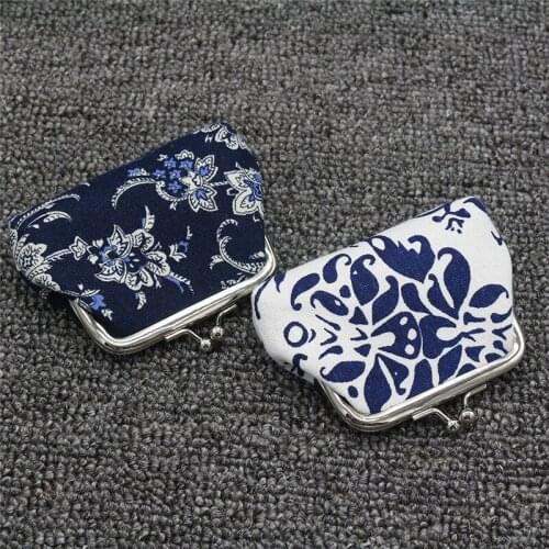 1 Pc Mini Wallet Lady Retro Vintage Blue & White Porcelain Design Small Wallet Coin Purse Women Hasp Purse Clutch Bag Girls