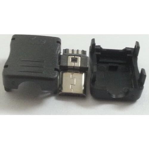 10 sets Micro USB 2.0 B type male 5 Pin plug solder cable type Assembly Adapter Connector plastic shell DIY