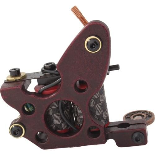 10 Wrap Professional Coils Handmade Tattoo Machine Gun CNC Carved Brass Frame for Liner and Shader