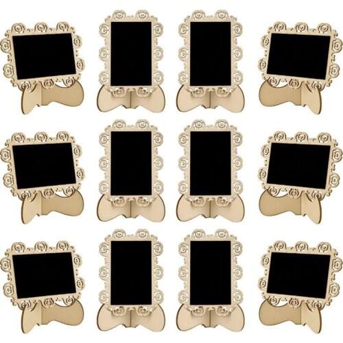 10pcs/lot Wooden Mini Hollow out decoration Blackboard Message Sign With Hang String Wedding Party Decoration Supplies 8*11cm