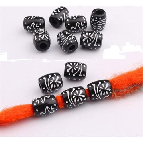 10 Pcs Plastic Black Hair Beads For Dreadlocks Hair Braid Tubes Cuffs Beads Dreadlock Bead Clip Women Hair Accessories
