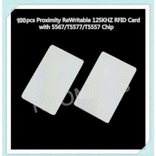 100pcs/lot Proximity ReWritable 125KHZ RFID Card with 5567/T5577/T5557 Chip
