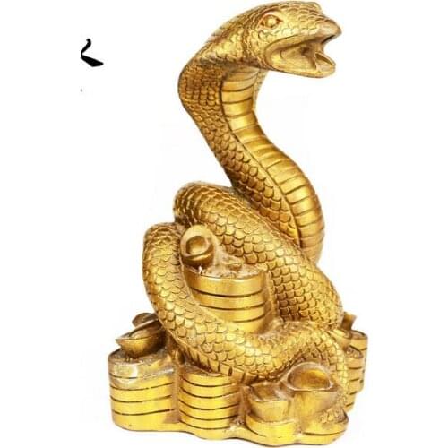 16cm Feng Shui pure copper snake 12 Zodiac snake home decoration