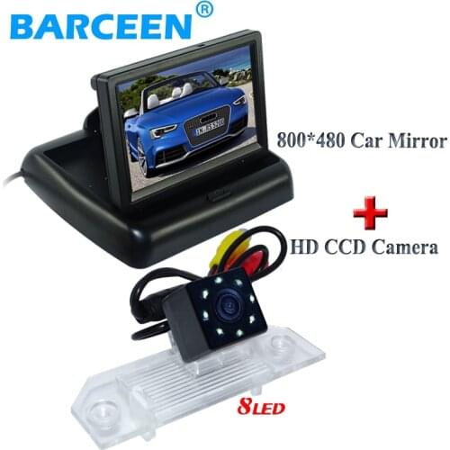 170 wide visual angle car parking camera ccd imge sensor +8 led +foldable 4.3" car display monitor fit for Ford-focus sedan