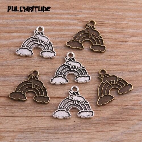20pcs 17*20mm Two Color Metal Zinc Alloy Cloud Rainbow Charms Fit Jewelry Medical Plant Pendant Charms Makings