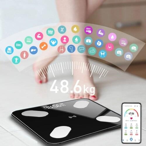 26*26cm Body Fat Scale Smart BMI Scale LED Digital Bathroom Wireless Weight Scale Balance bluetooth APP Android IOS