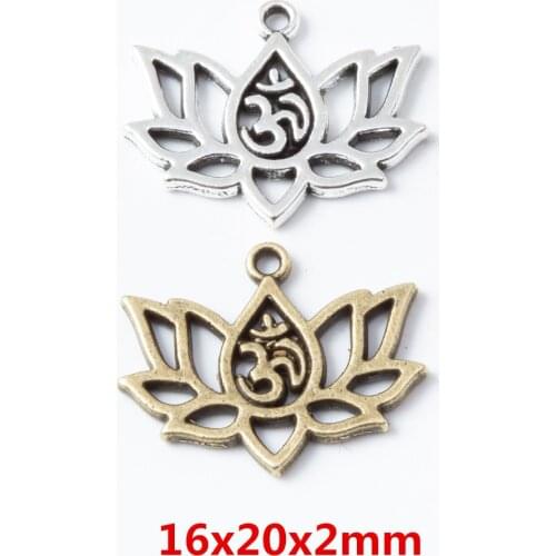 50 pieces of retro metal zinc alloy Yoga lotus pendant pendant for DIY handmade jewelry necklace making 6692
