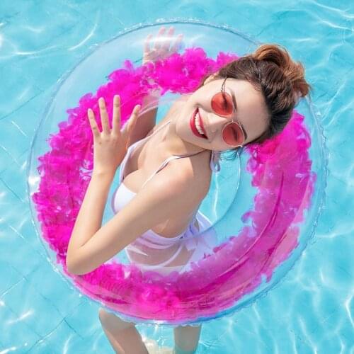 60/70/80/90cm 6 Colors Feather Swimming Ring Newest Pool Float Adult Children Lifebuoy Air Mattress Water Beach Toy Piscina boia