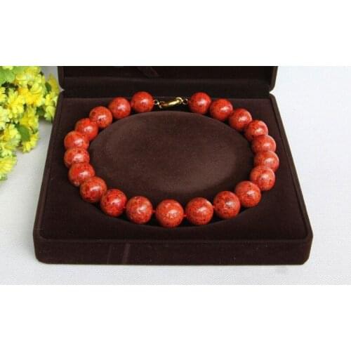 AAA 18" 19mm natural round red sponge coral pendant necklace