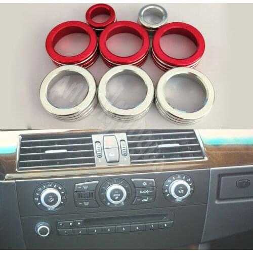 Car Center console air conditioning volume control knob button ring cover frame sticker For BMW 5 series E60 2005-2010