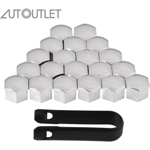 AUTOUTLET for 20PCS Nut Cap 17mm 19mm Silver Car Wheel Alloy Bolt Covers Chrome For Nissan Audi BMW