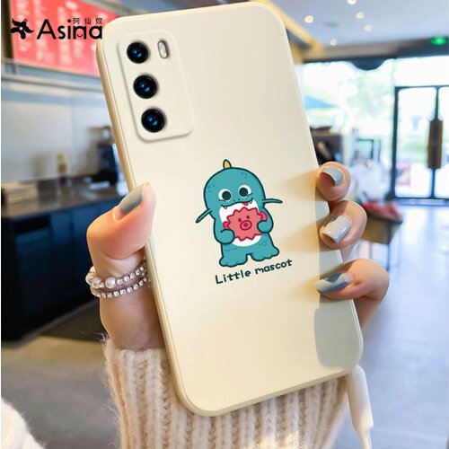 ASINA Liquid Silicone Case For Huawei P40 P30 P20 Pro Cover Cartoon Bumper Straight Edge Cases For Nova 3 3i 4 5t 6 7 8 Coque