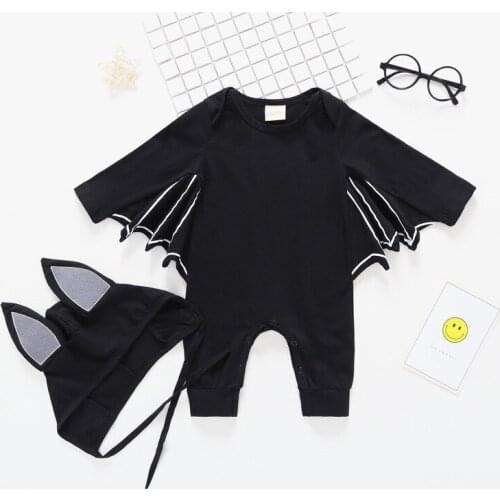 2PCS Kids Boys Girls Halloween Costume Cartoon Bats Newborn Baby Rompers Set Halloween Jumpsuit Baby Boys Cute Clothesing Gift