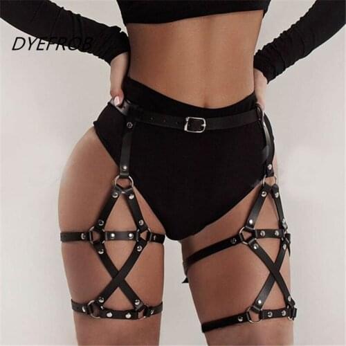DYEFROB Leather Garter Belt Sexy Stockings Erotic Lingerie Belt Binding Waist Leg Garter Belt Stockings Bdsm Harajuku Suspenders