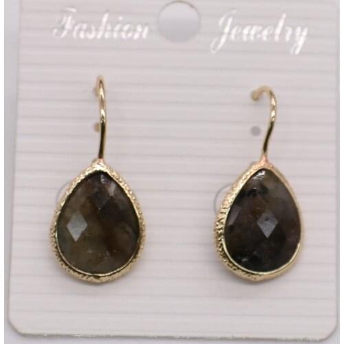 Europe fashion simple nature stone with faceted drop earring hot sale for lady wholesale free shipping