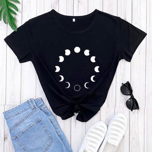Moon Phase Graphic Tee New Arrival Funny T Shirt New Moon Full Moon Graphic Print Shirt Gift for her TX5859