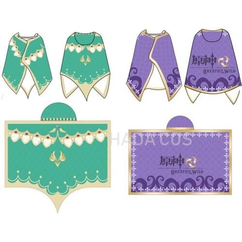 Game Genshin Impact Keqing Barbatos Cospaly Costume Cloak Hoodies Flannel Warm Easy Wear Coat Cape Blanket