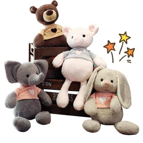 30-50cm Love animal doll Pig Plush Toy cute pillow Bunny elephant bear birthday gift