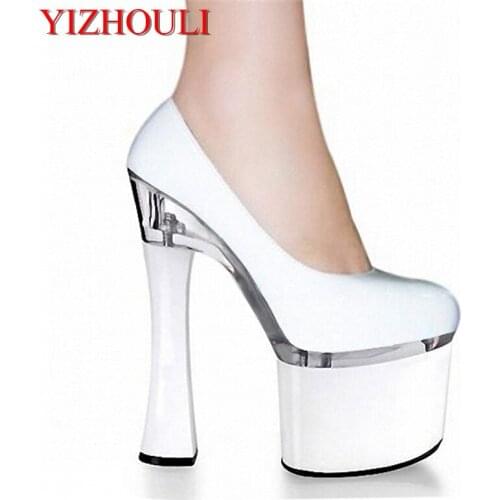 Classic / Black / White Platform Women 18CM Super Thick High Heel Pole Dance Shoes, Wedding / Party Shoes