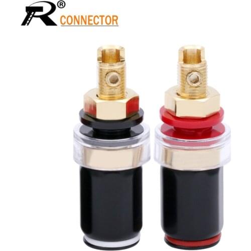 1pair/2pcs HIFI Speaker Terminal 50mm Pure Copper Gold-plated Terminal Block Amplifier Audio Banana Jack Socket Connector